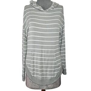 Gray Striped Hooded Shirt Size Medium